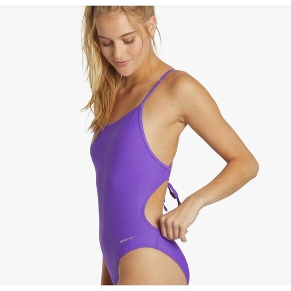 Sporti Womens Poly Pro Tie Back One Piece Swimsuit Size 34 Purple Pool Beach - Picture 4 of 11